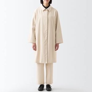muji organic cotton oversized long shirt jacket coat in natural size S